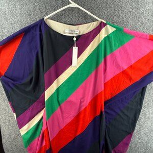 NWT Tina Turk Printed Belted Poncho Dress Top Small Lined Kaftan Tunic Colorful